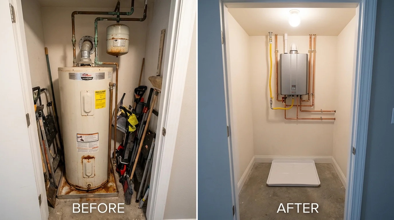 Tank water heater versus wall-mounted tankless unit comparison for Westbury, NY homeowners